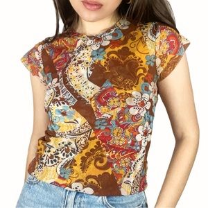 Vintage Multicolor Floral Short Sleeve Tee
